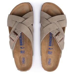 NWOT Birkenstock 38 Lugano Soft Footbed Sandal in Taupe Suede